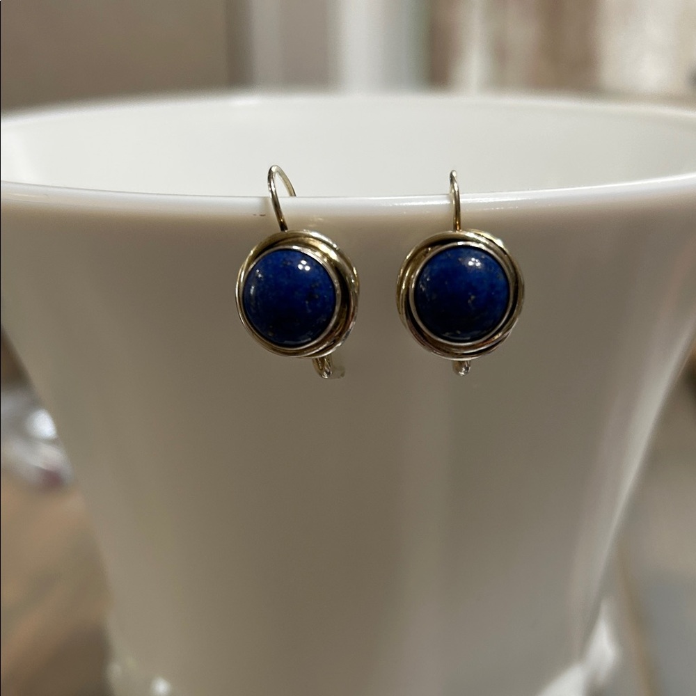 Sterling and Lapis Stone Drop Earrings